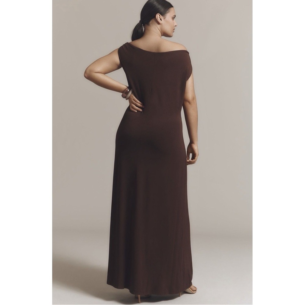 NWT NIA Anthropologie Camilla Off-Shoulder‎ Midi Dress Sz 3X Nutshell Brown